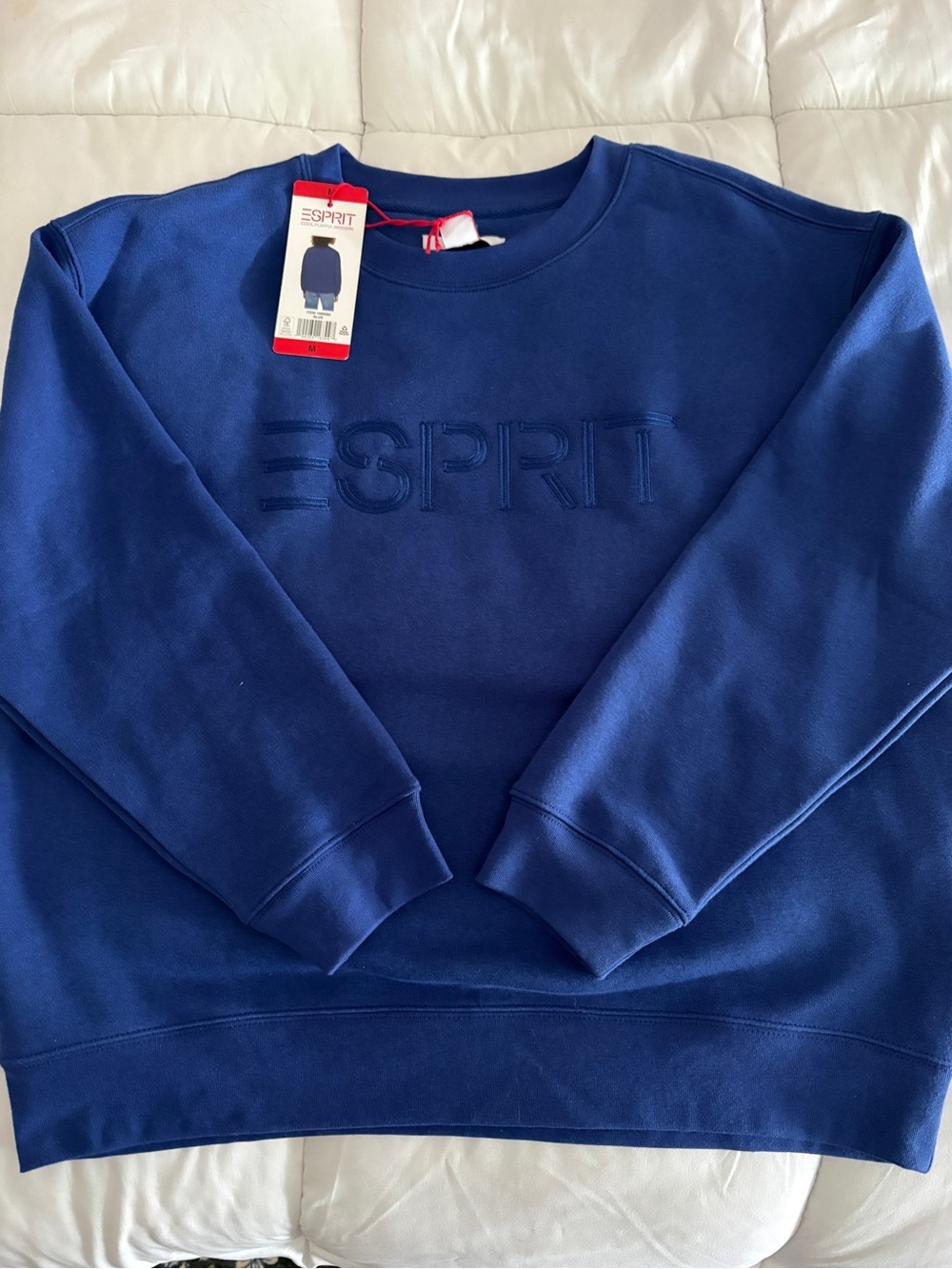 Esprit Royal Blue Embossed Logo Crew Sweatshirt